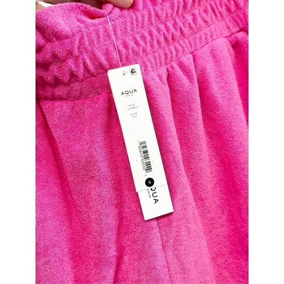 Aqua Swim Shorts Elastic Waistband Terrycloth Barbie Pink Size Small NEW - Picture 6 of 6